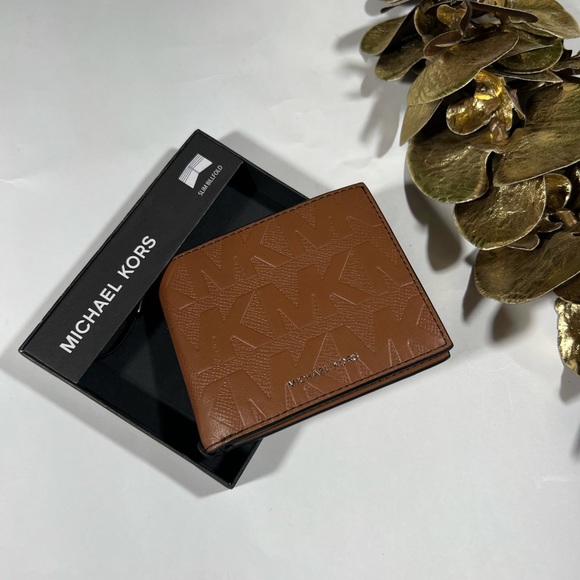 Michael Kors Men’s Jet Set Slim Billfold Wallet New in Box with Tags $98 Blue - Picture 3 of 5